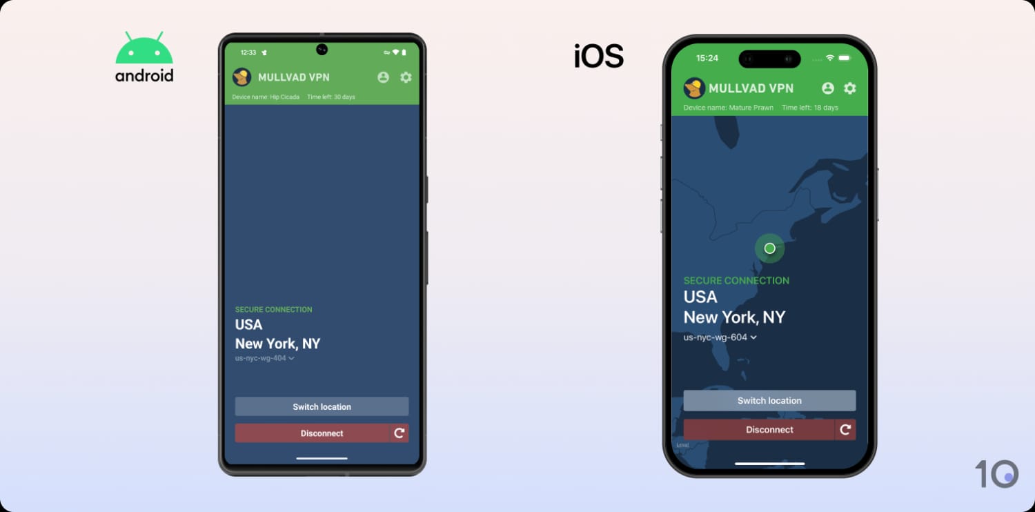 Mullvad VPN's apps for Android and iOS