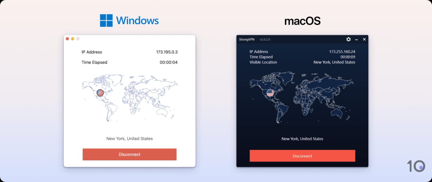 StrongVPN's apps for Windows and macOS