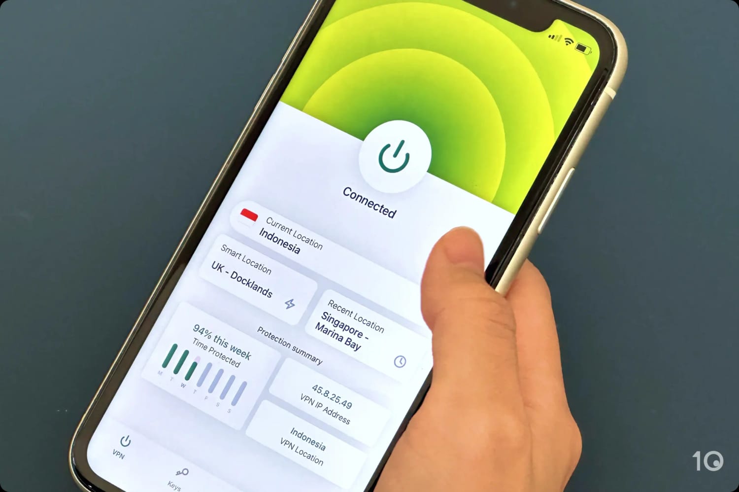 Connected to an ExpressVPN Indonesian server