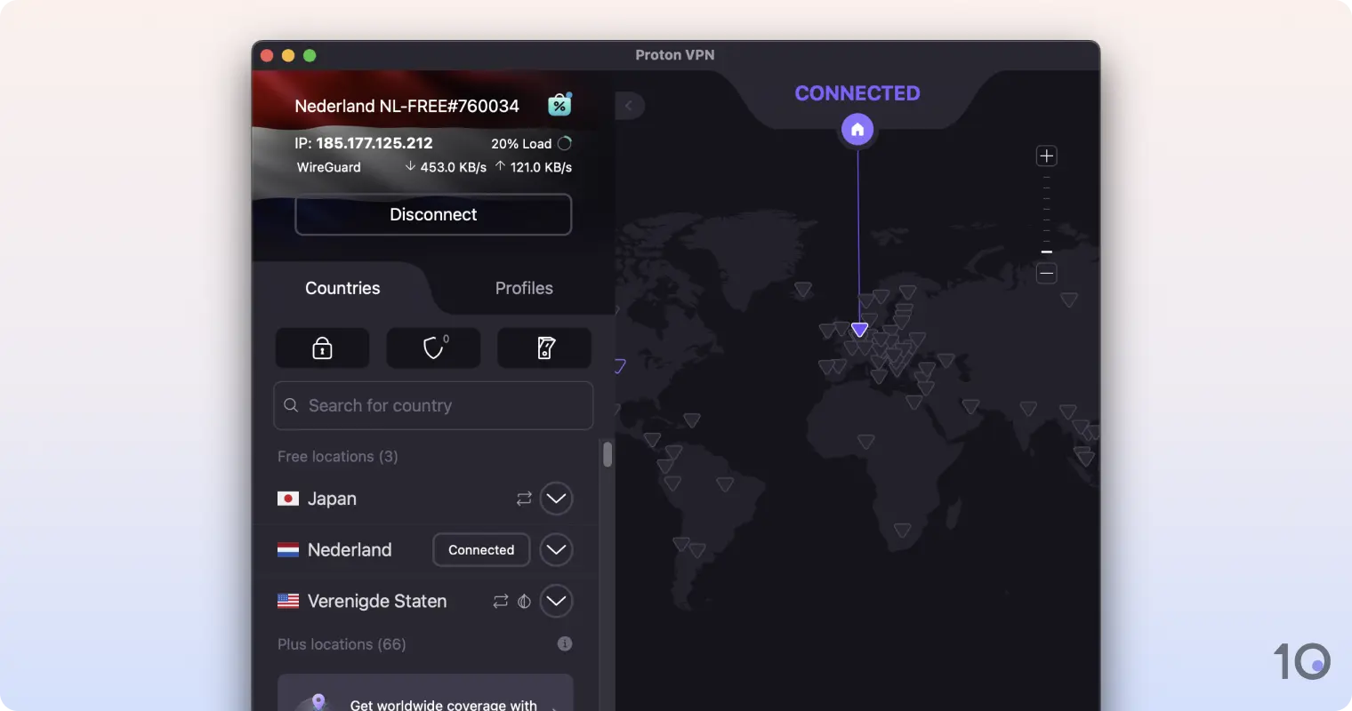 ProtonVPN's gratis VPN-app voor macOS