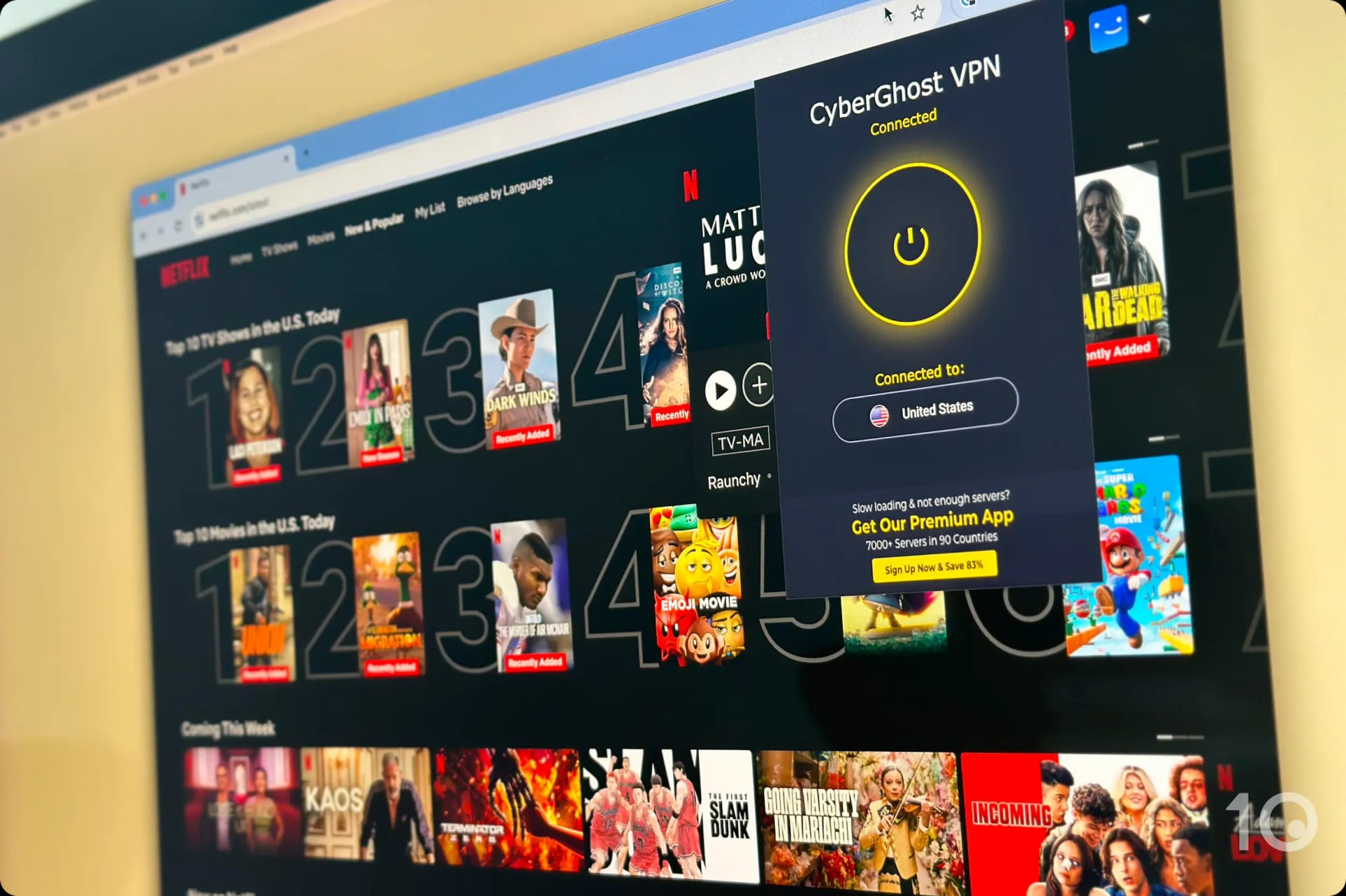 Rozszerzenie na przeglądarkę od CyberGhost z amerykańskim Netflixem
