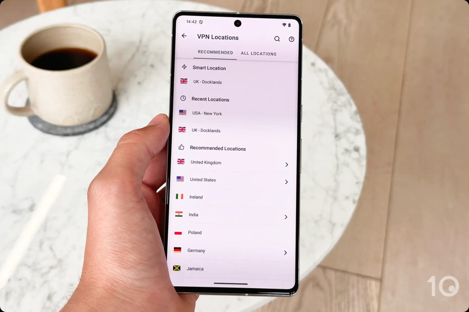 ExpressVPN's server list on Android