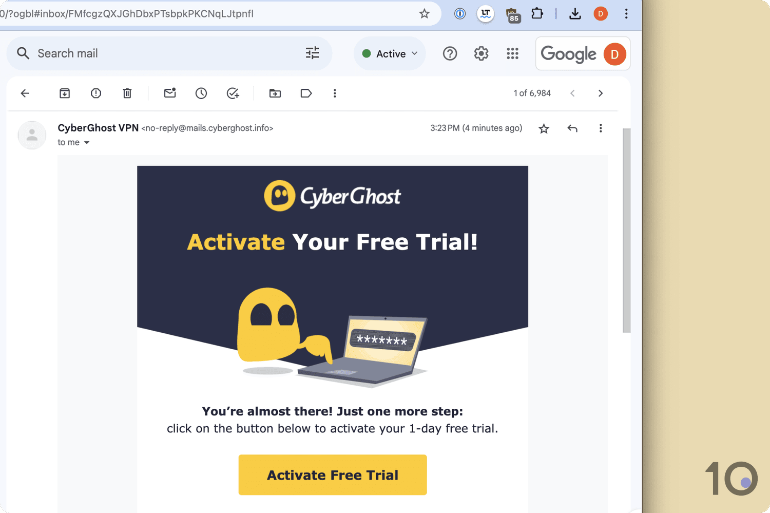 Instrucciones para la prueba gratuita de CyberGhost, paso n.º 3