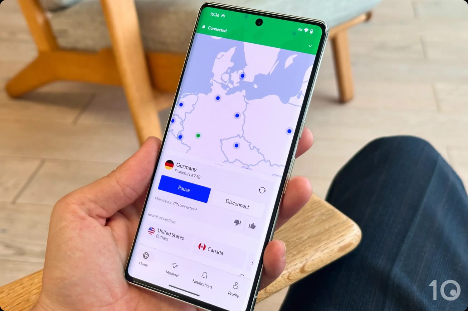 Server di NordVPN in Germania su Android