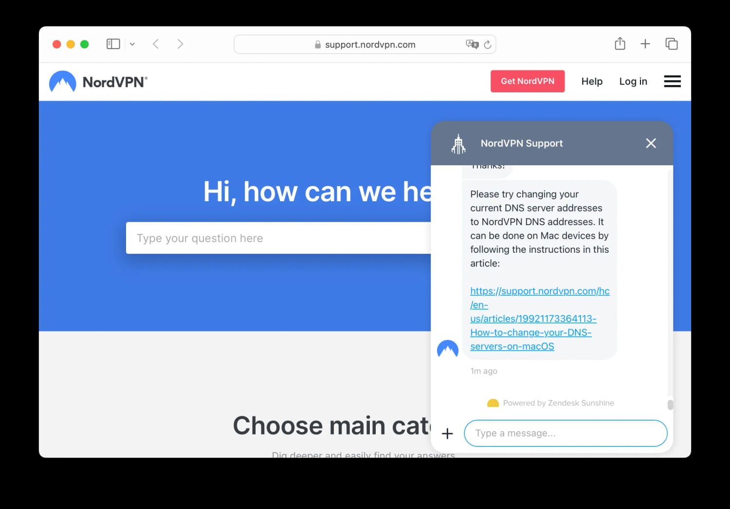Contact opnemen met de live chat-ondersteuning van NordVPN