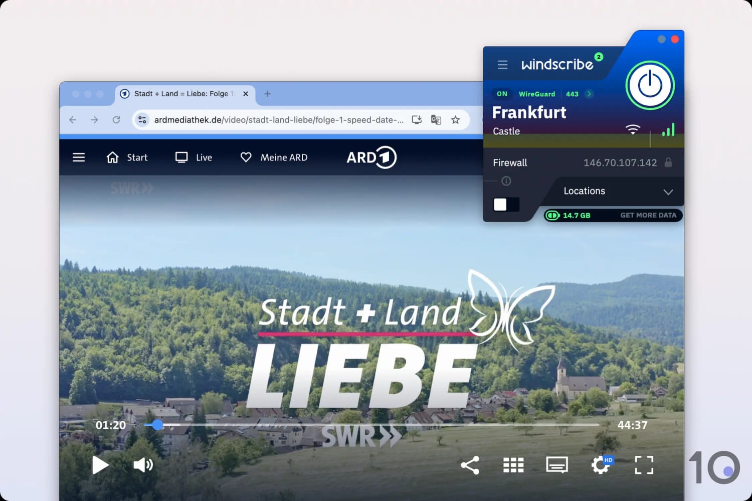 VPN gratuita de Windscribe desbloqueando ARD