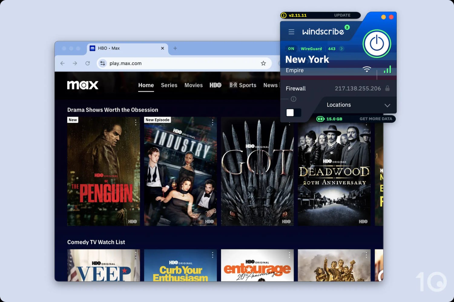 Windscribe Free with HBO Max.