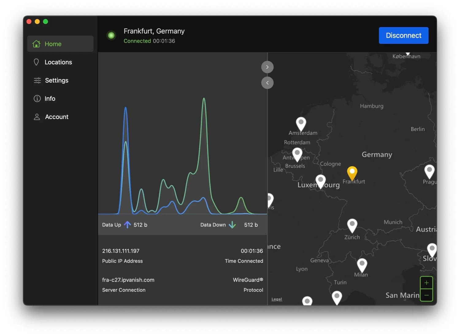 IPVanish's macOS app.