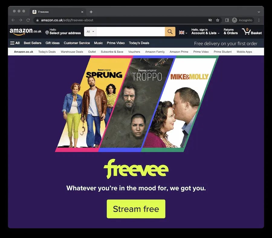 Freevee ist Teil von Amazon Prime Video und nur in den USA, Großbritannien und Deutschland verfügbar.