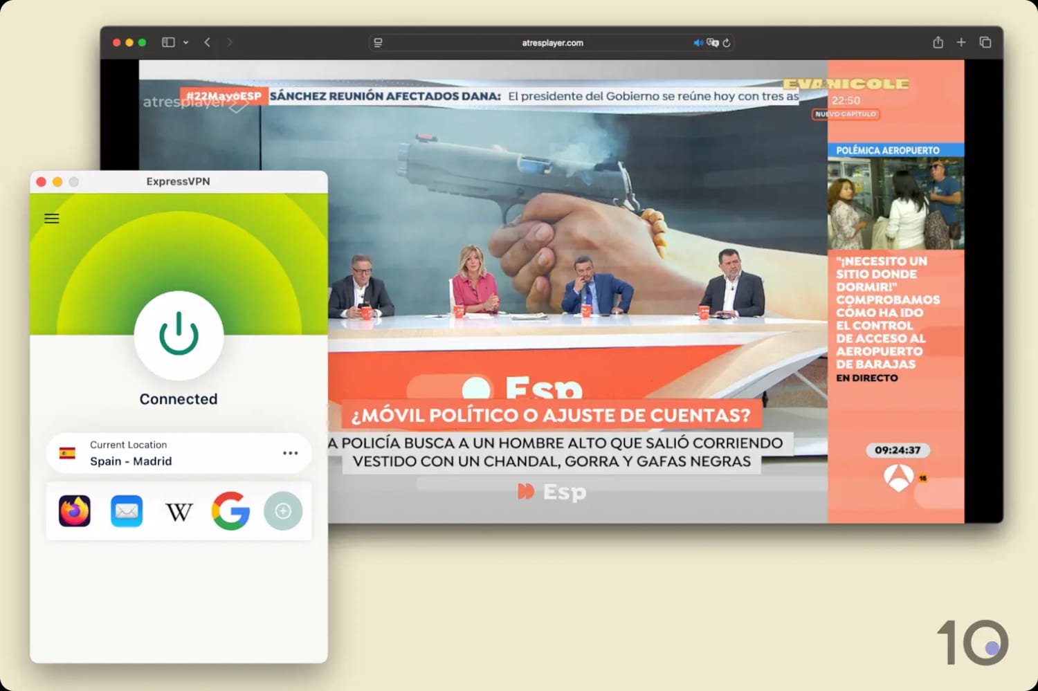 ExpressVPN desbloqueando Antena 3