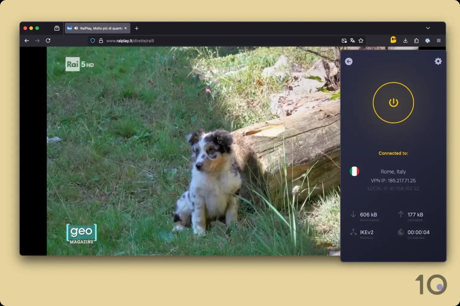 Guardando Rai 5 su RaiPlay con CyberGhost