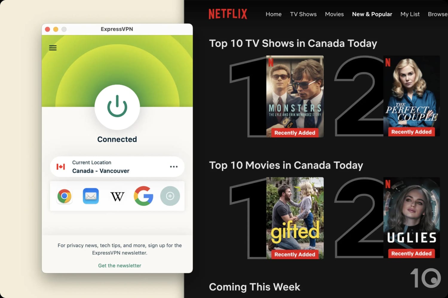 Nous avons utilisé ExpressVPN pour accéder à Netflix Canada