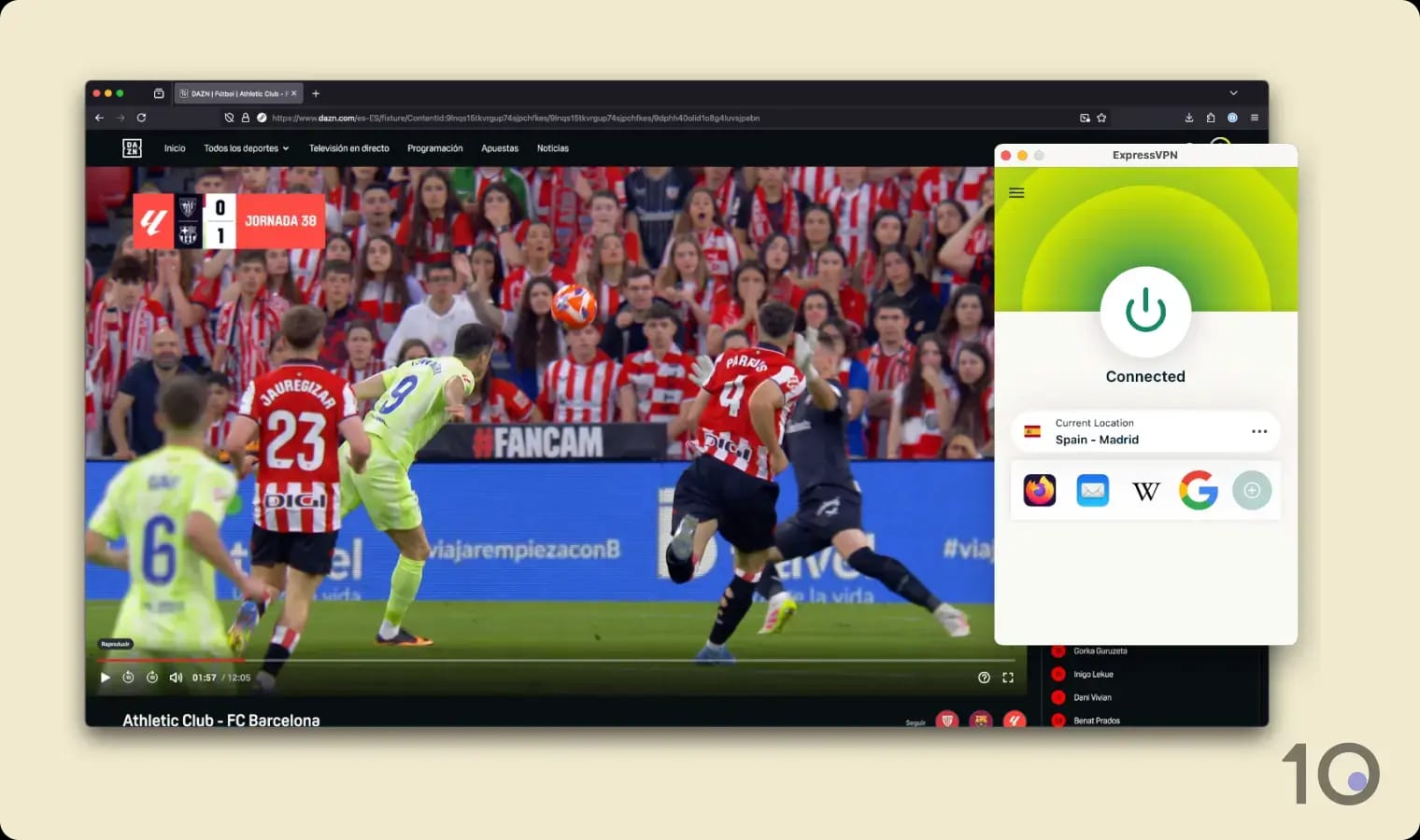 Watching La Liga on DAZN Spain with ExpressVPN