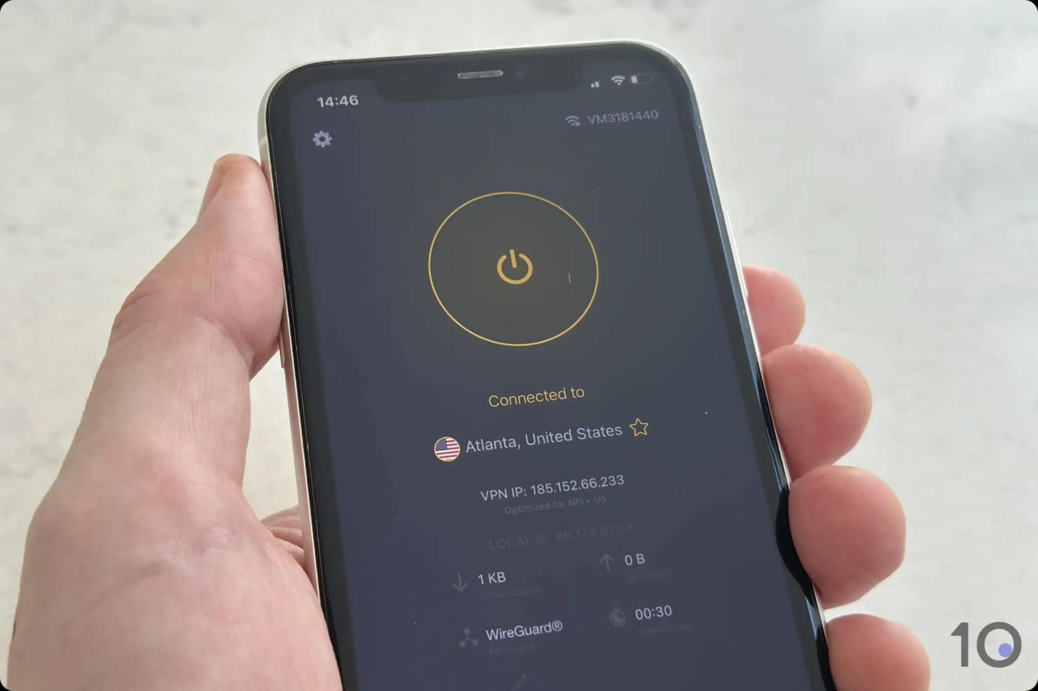 Conectado a uno de los servidores estadounidenses de CyberGhost