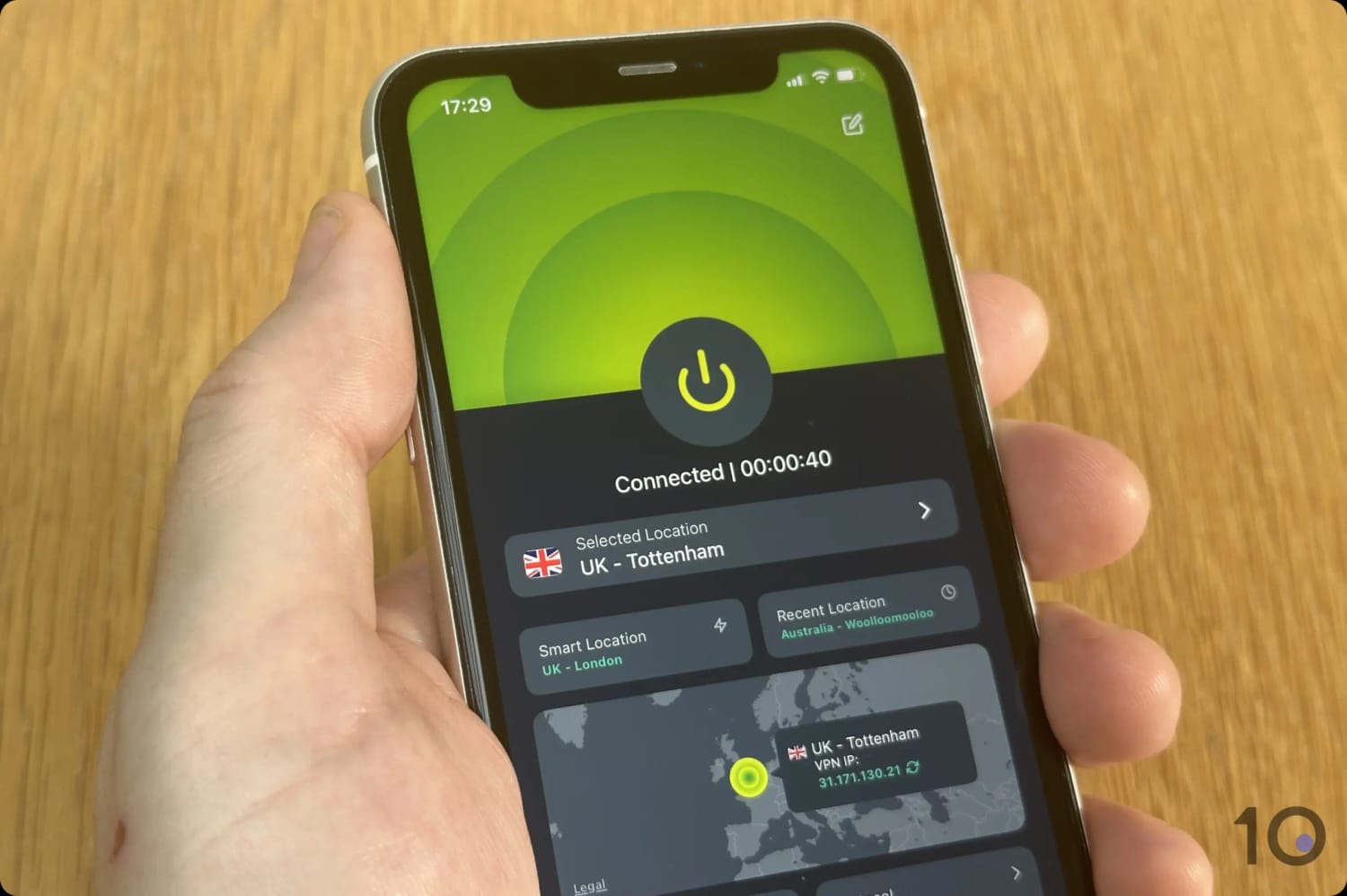 Verbunden mit einem der Londoner Server von ExpressVPN
