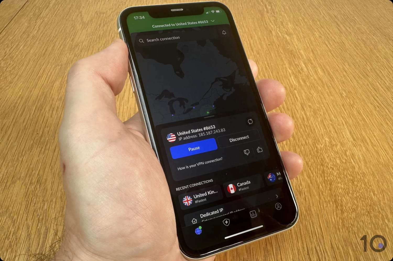 Conectado a un servidor NordVPN de EE. UU.