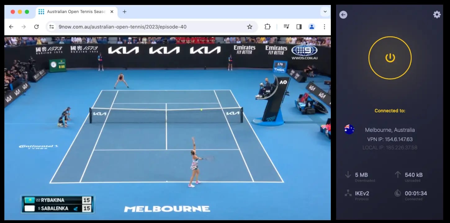 Usamos CyberGhost para ver el tenis en 9Now desde el extranjero