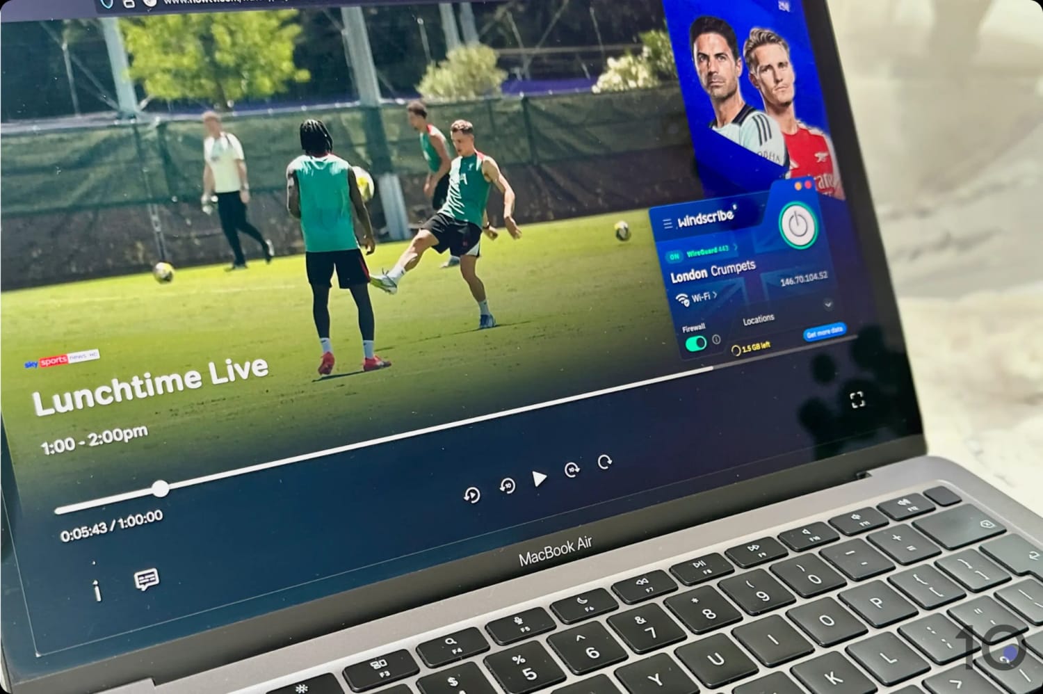 Watching Sky Go via Windscribe's free UK server