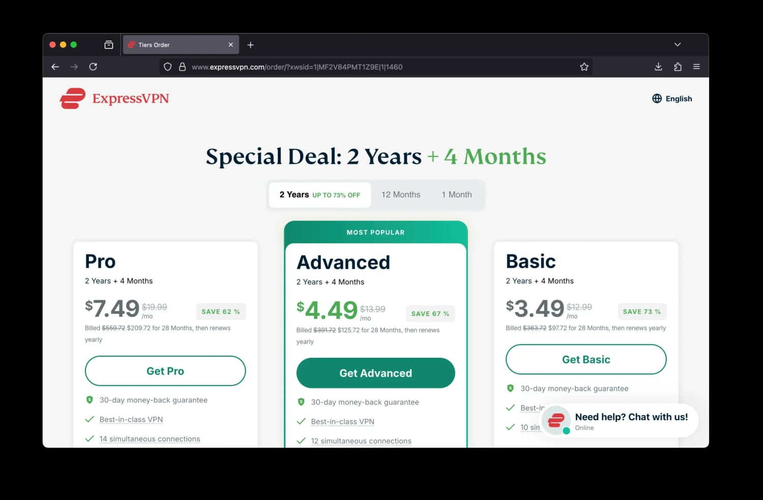 Plans tarifaires 2025 d'ExpressVPN