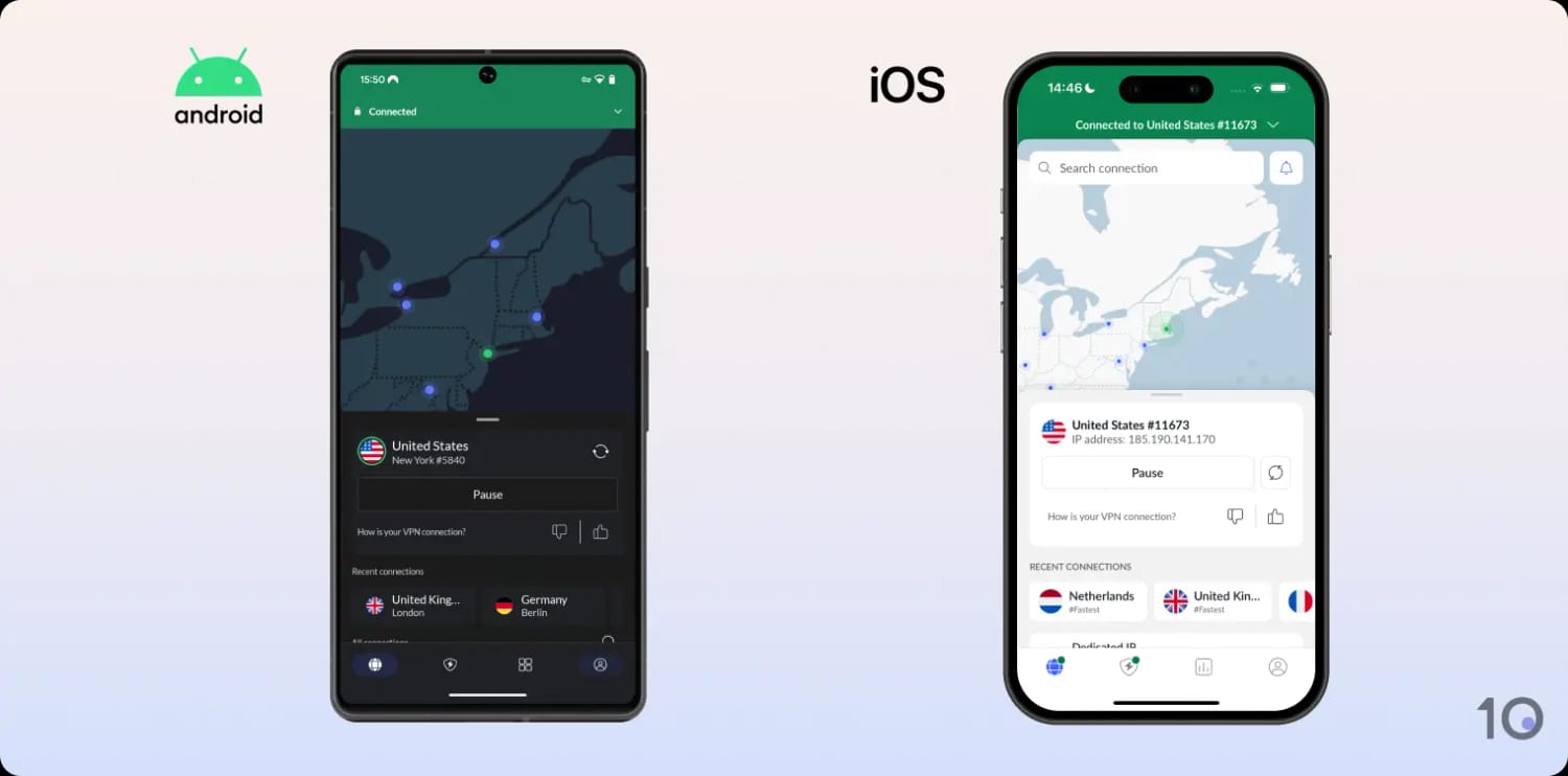 NordVPN's apps for Android and iOS