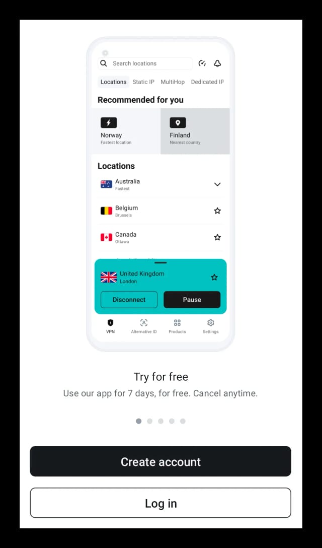Create an account to access the Surfshark Android free trial