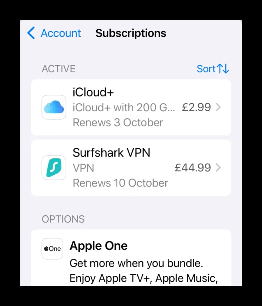 Surfshark iOS VPN subscription