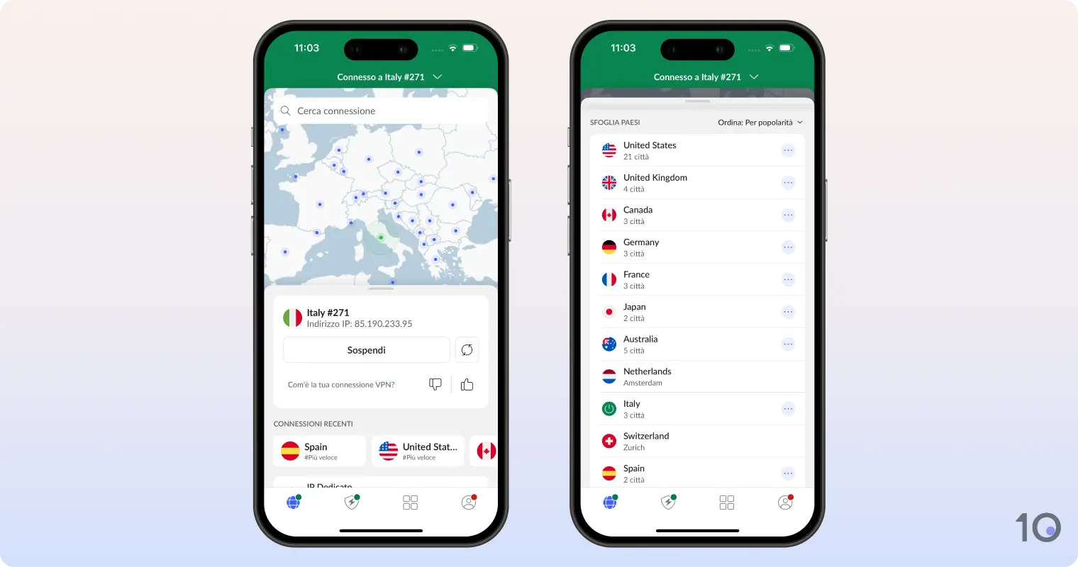 L’app di NordVPN per iOS