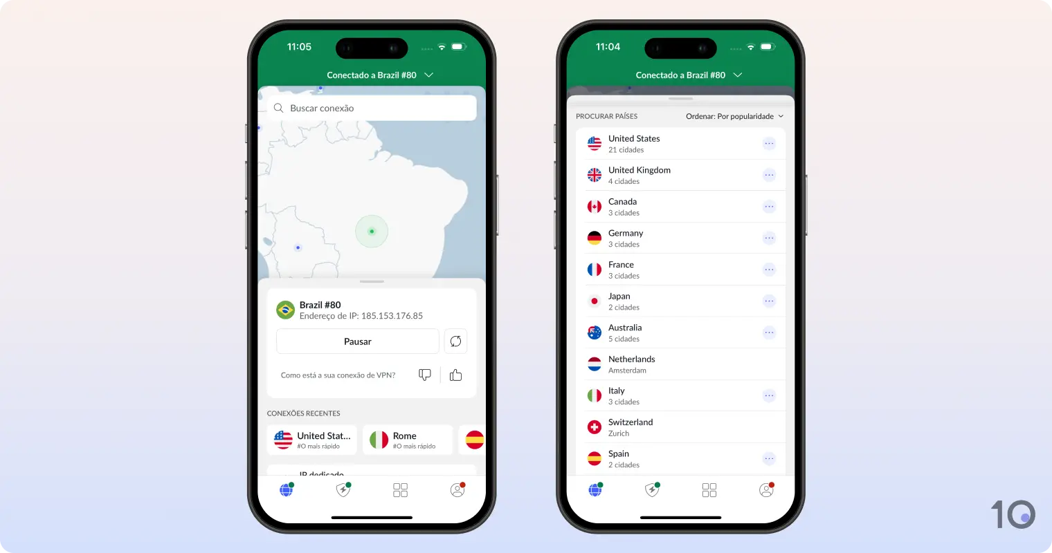 Aplicativo iOS da NordVPN