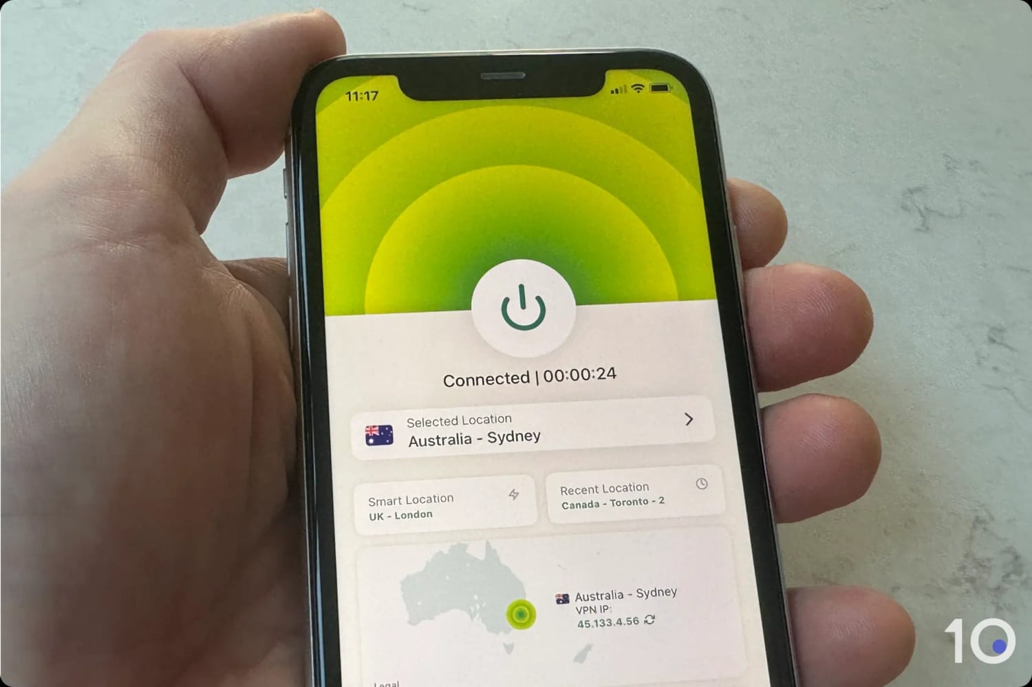 Connected to ExpressVPN's Sydney Location