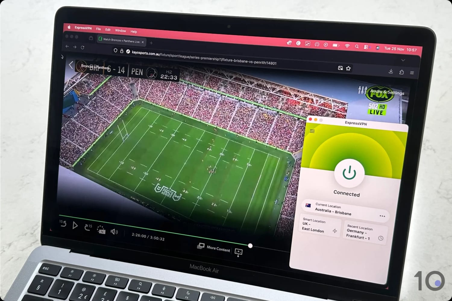 Watching the NRL with ExpressVPN on Kayo Sports