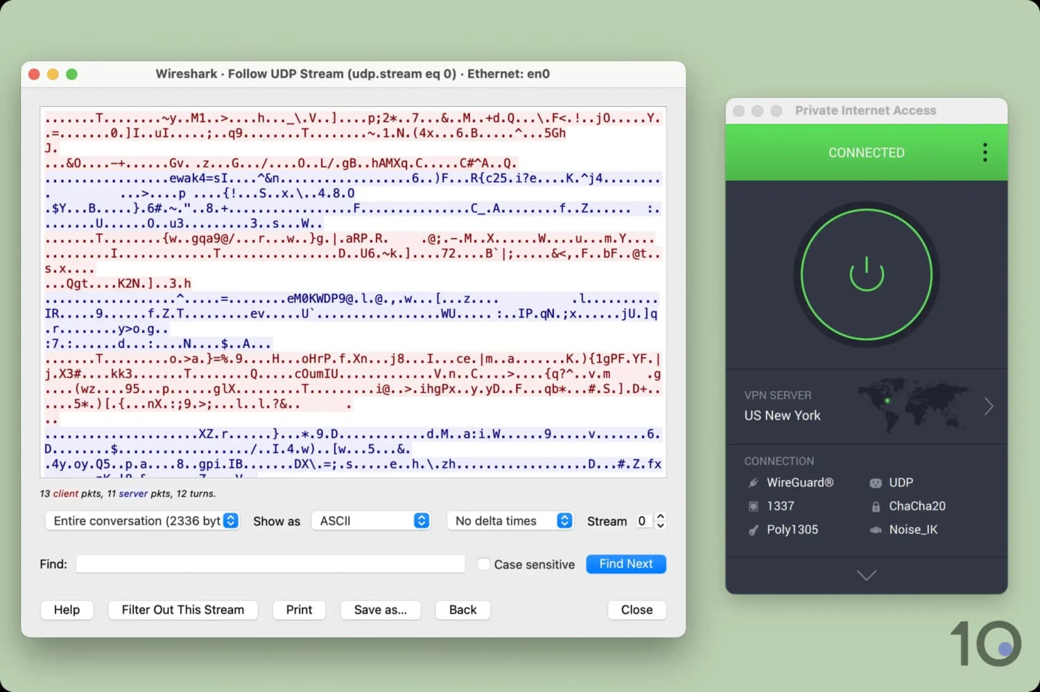 PIA Wireshark results