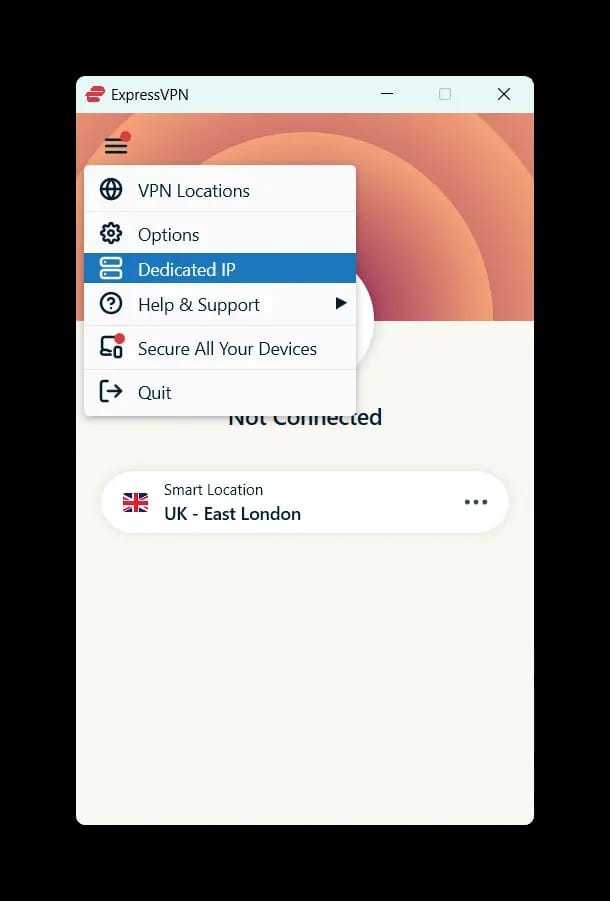 Select the Dedicated IP Menu Item