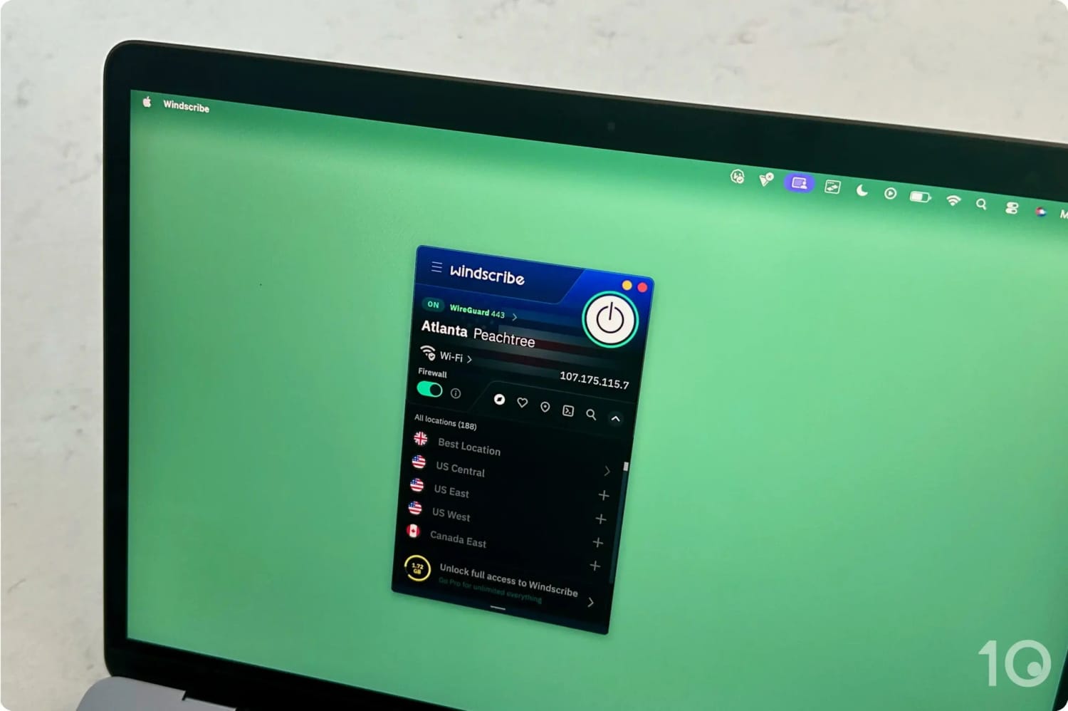 Windscribe's Application for Mac