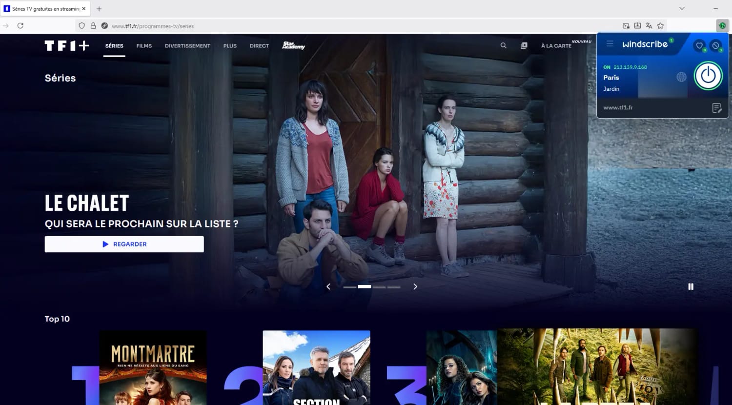 Nous avons regardé TF1 depuis l'étranger en utilisant Windscribe