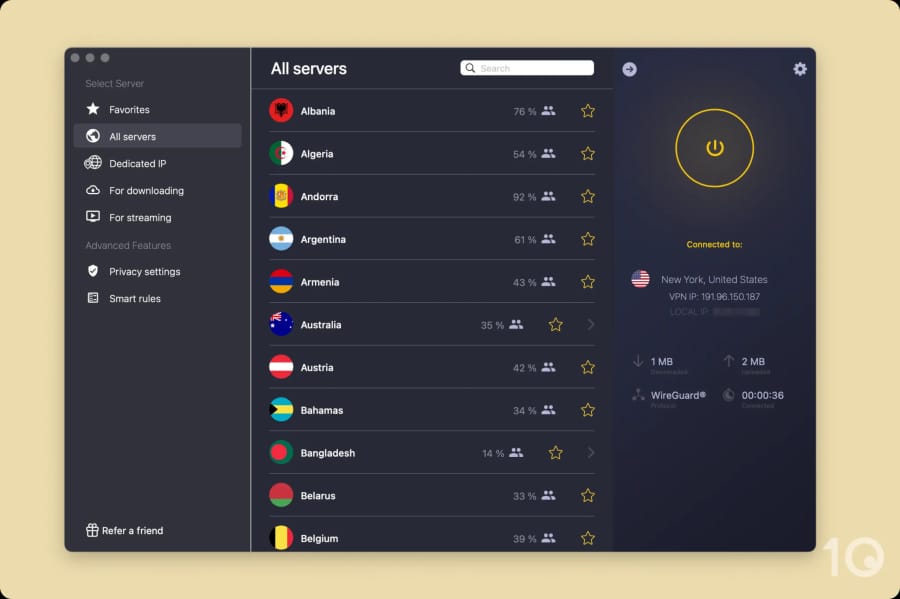 Elenco dei server in-app di CyberGhost