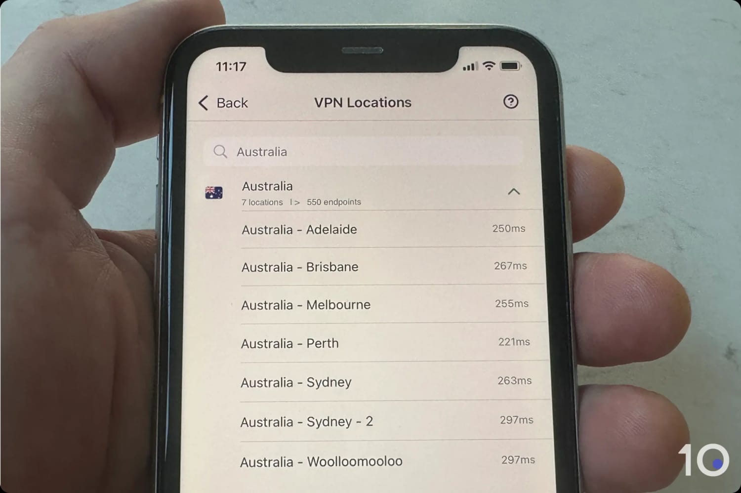 ExpressVPN's Australian Server List on Mobile