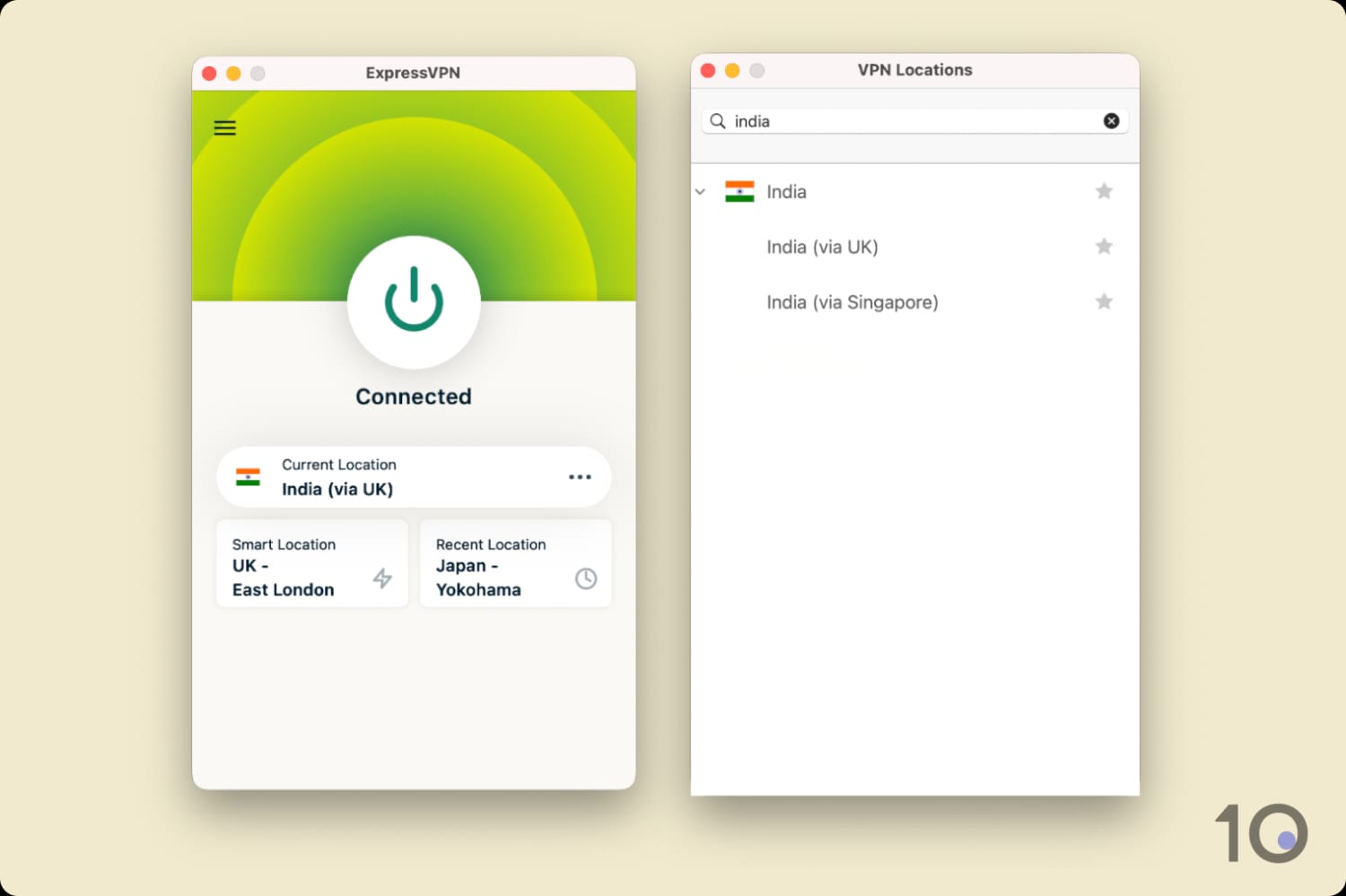 ExpressVPN's Indian Server List on its Desktop App