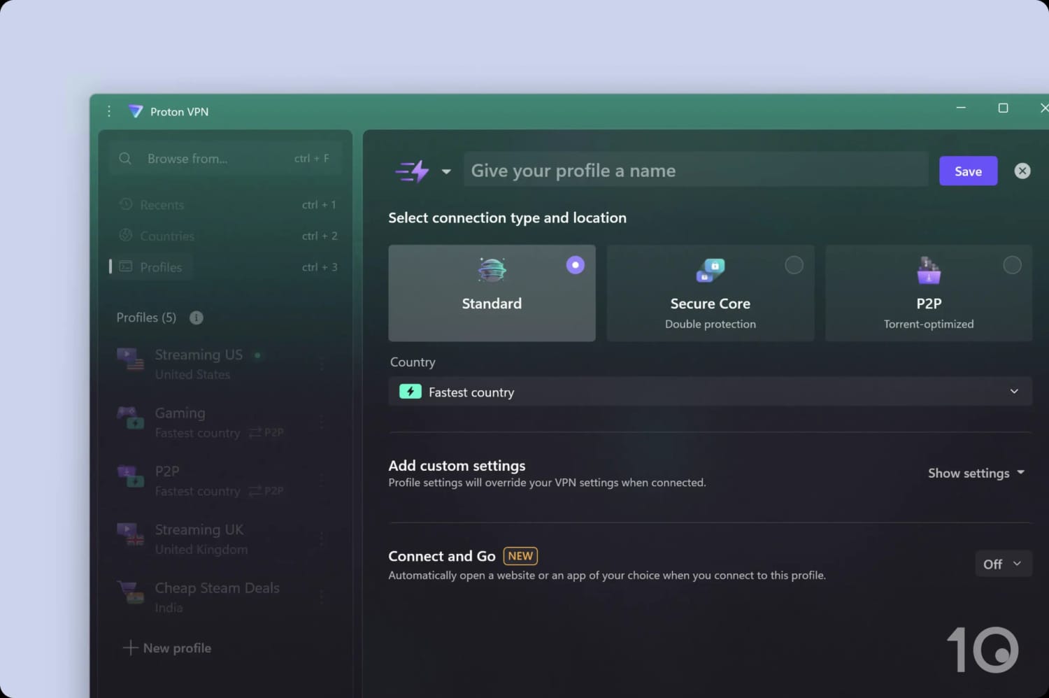 Proton VPN's Profiles feature