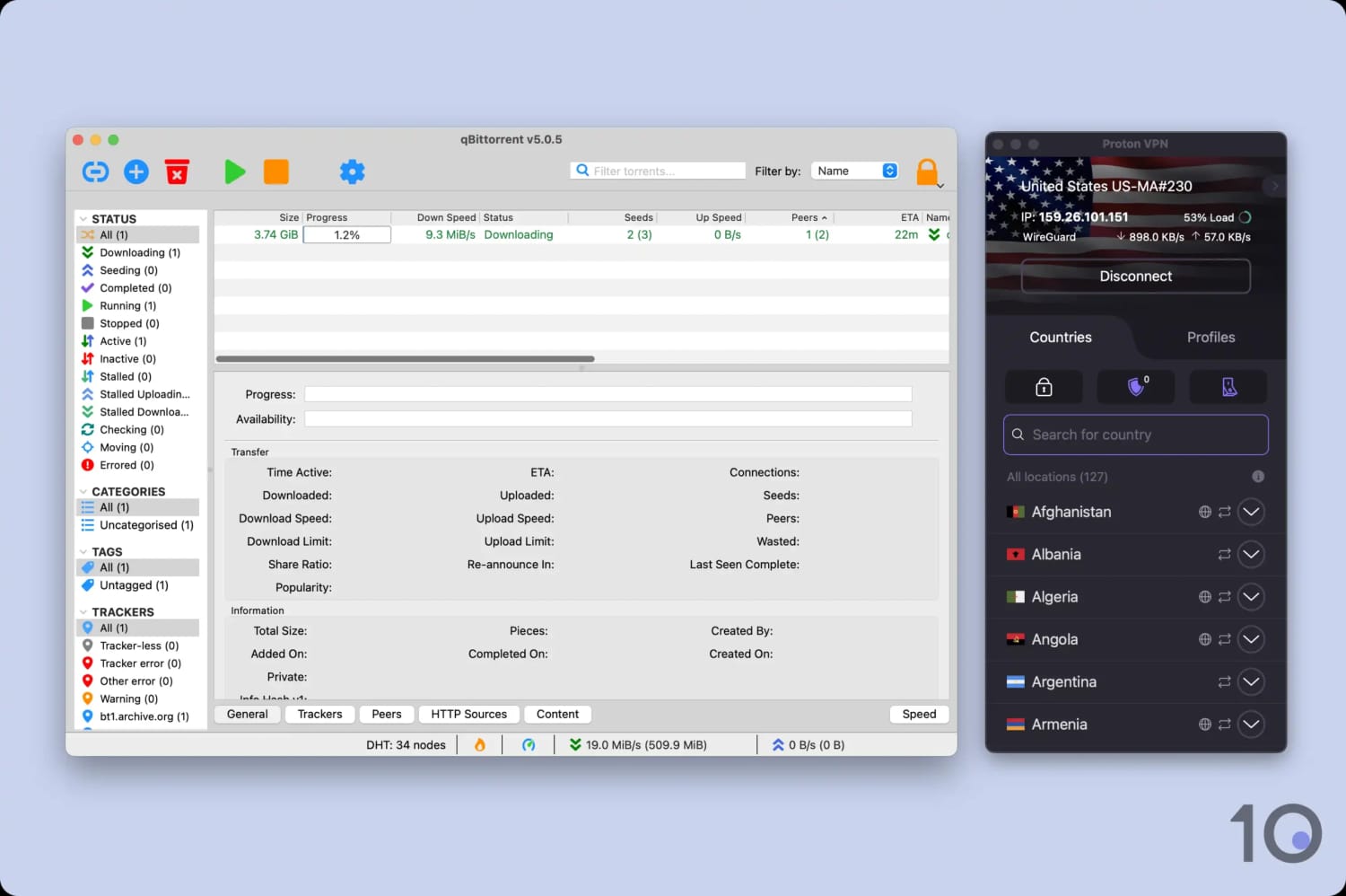 Proton VPN torrenting test