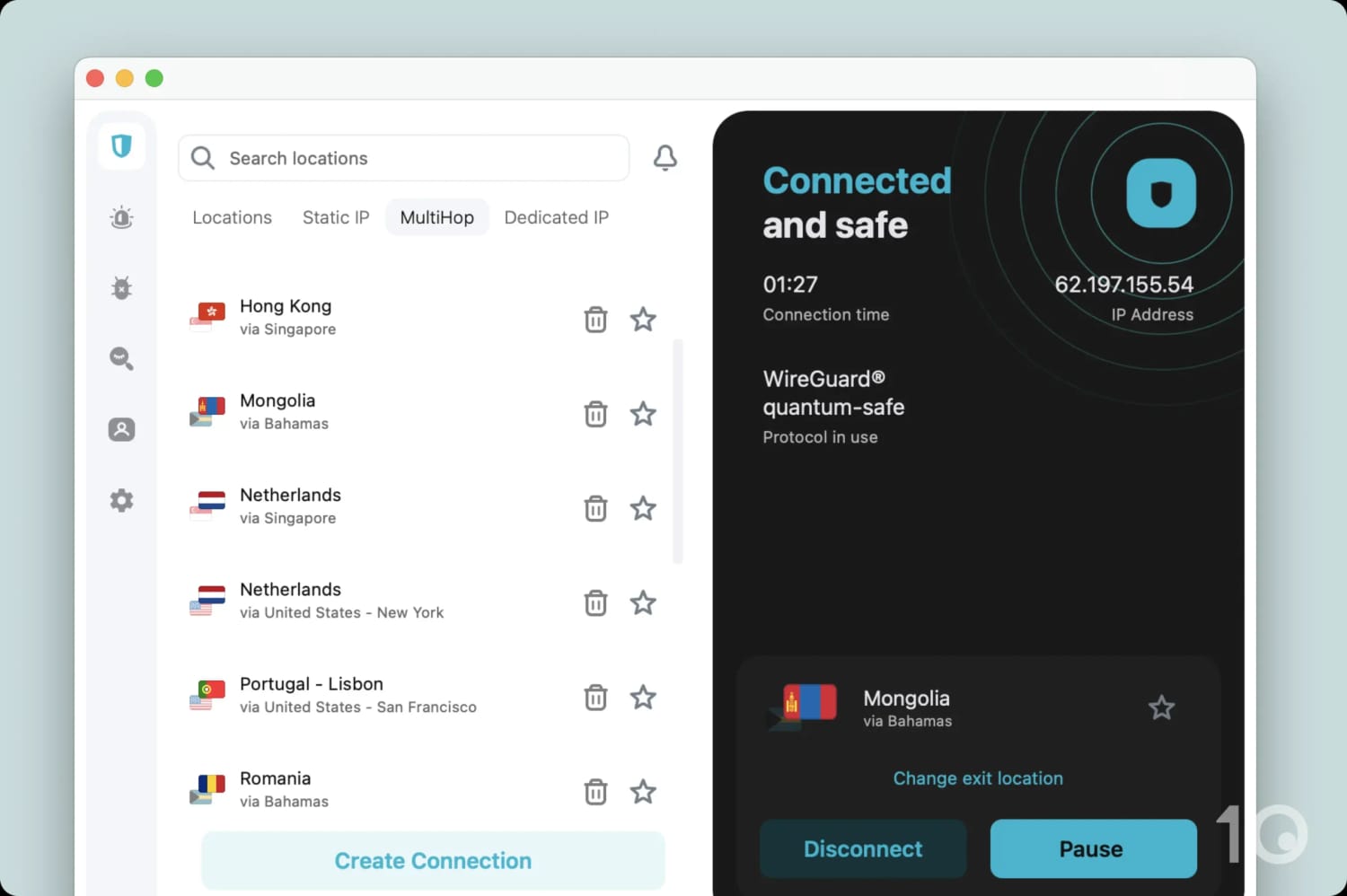 Surfshark multi-hop connection