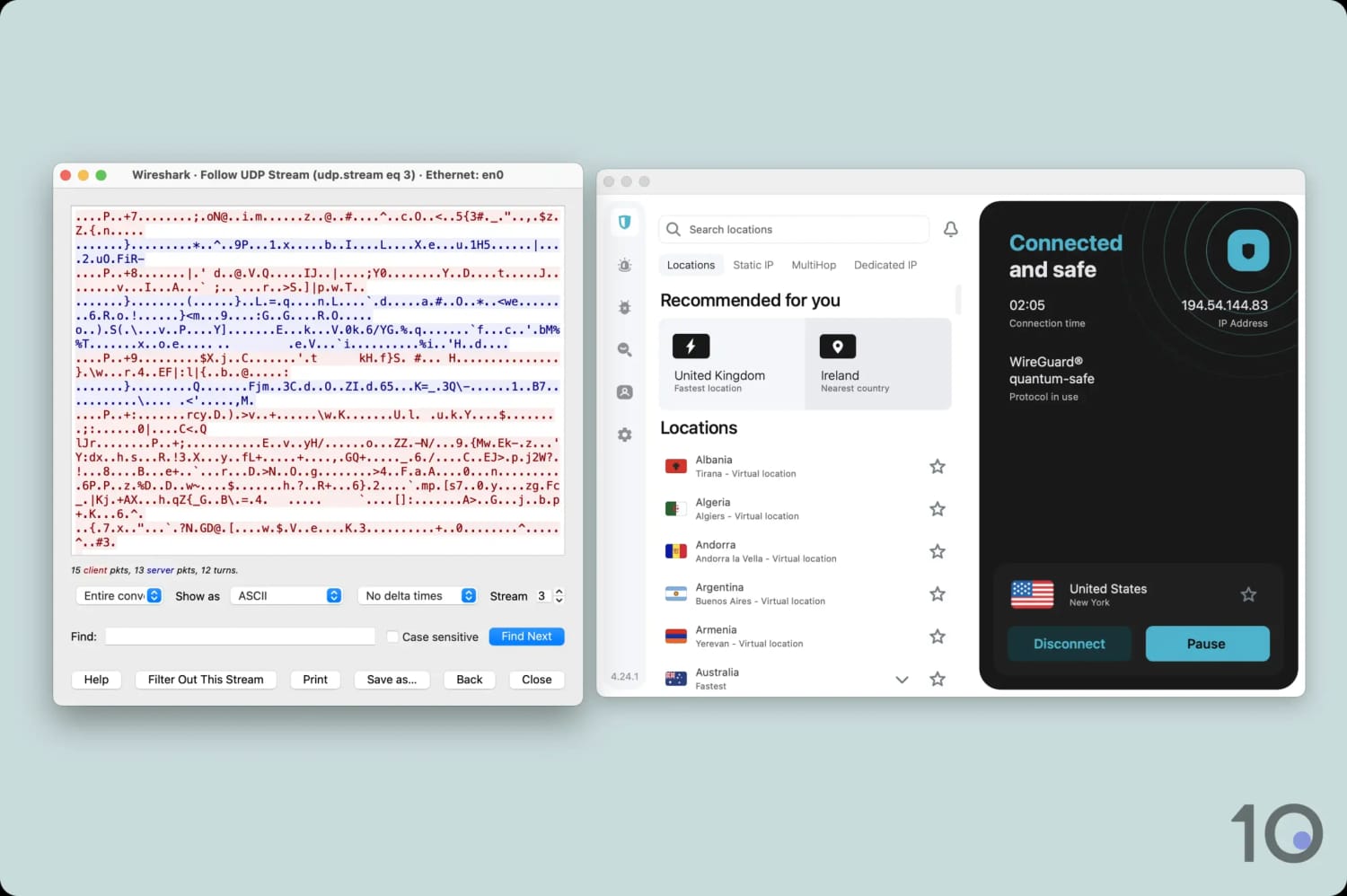 Surfshark wireshark test results