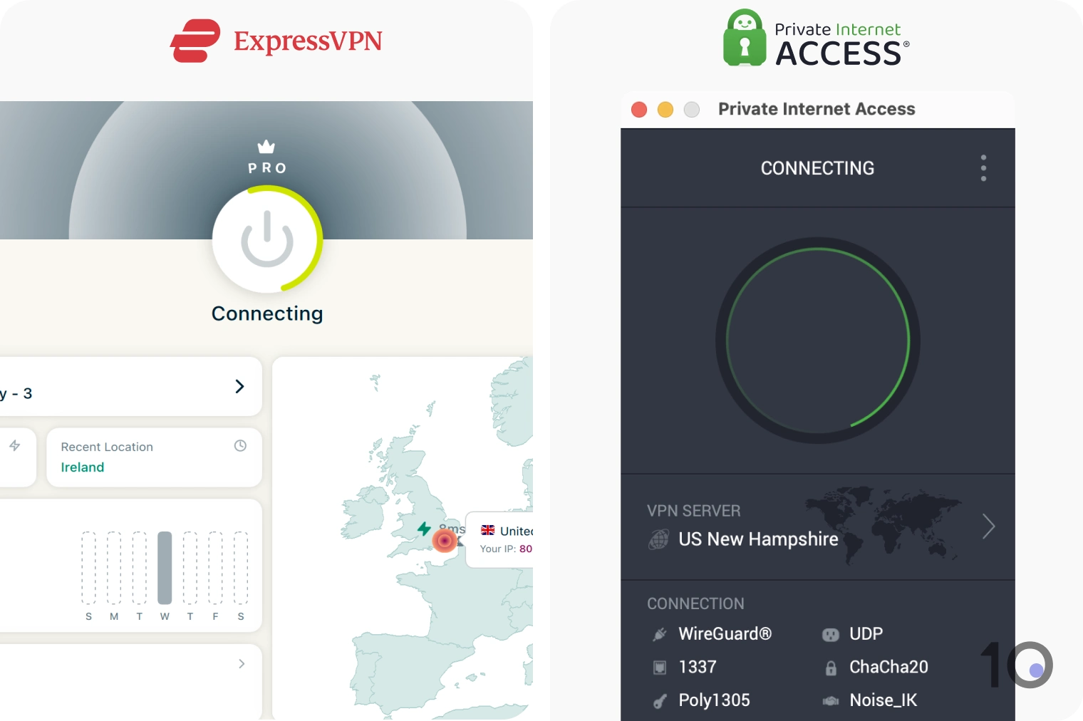 ExpressVPN and PIA compared