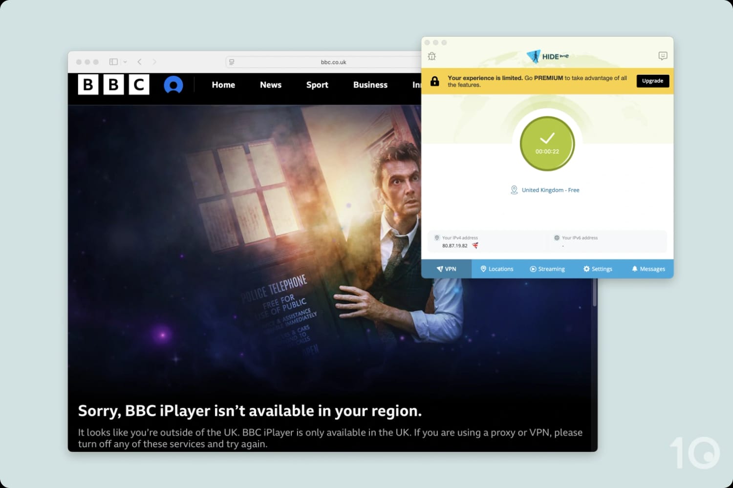 Hide.me's free plan blocked by BBC iPlayer
