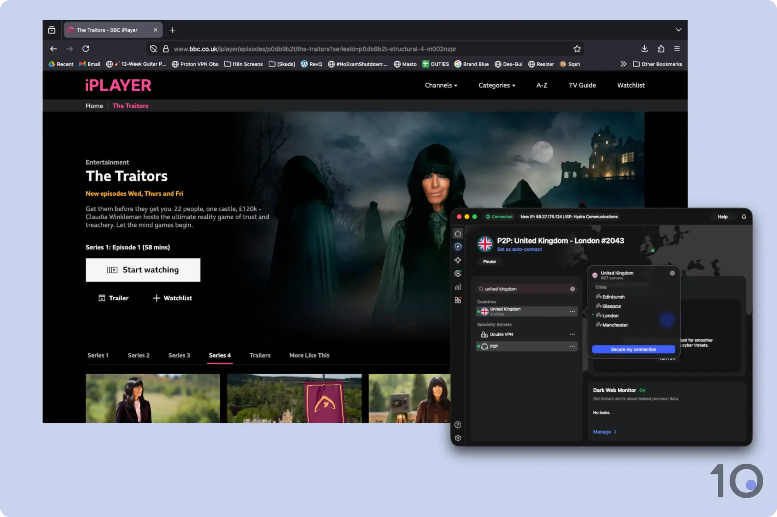 Watching The Traitors on BBC iPlayer with NordVPN