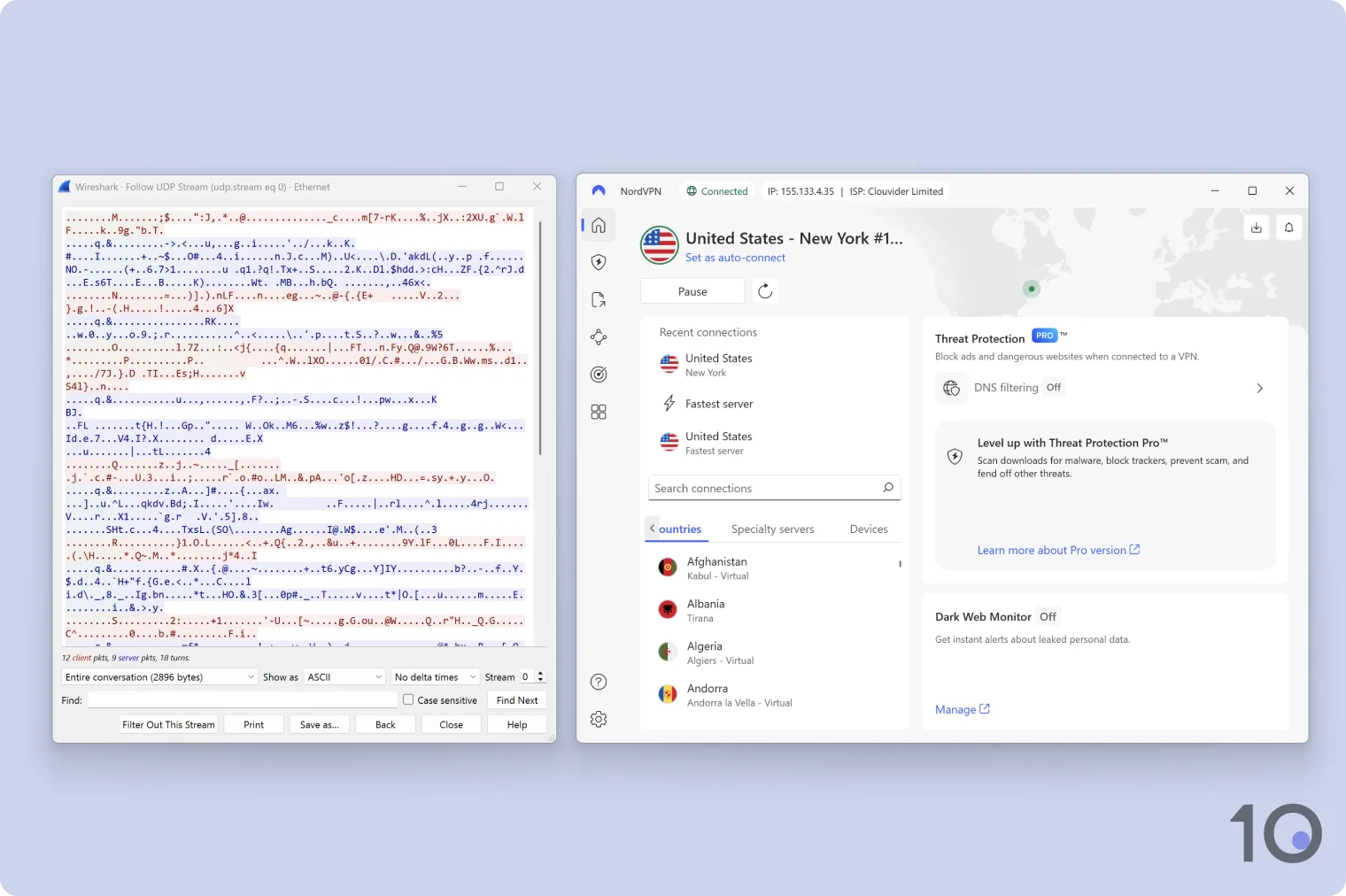 NordVPN Wireshark test