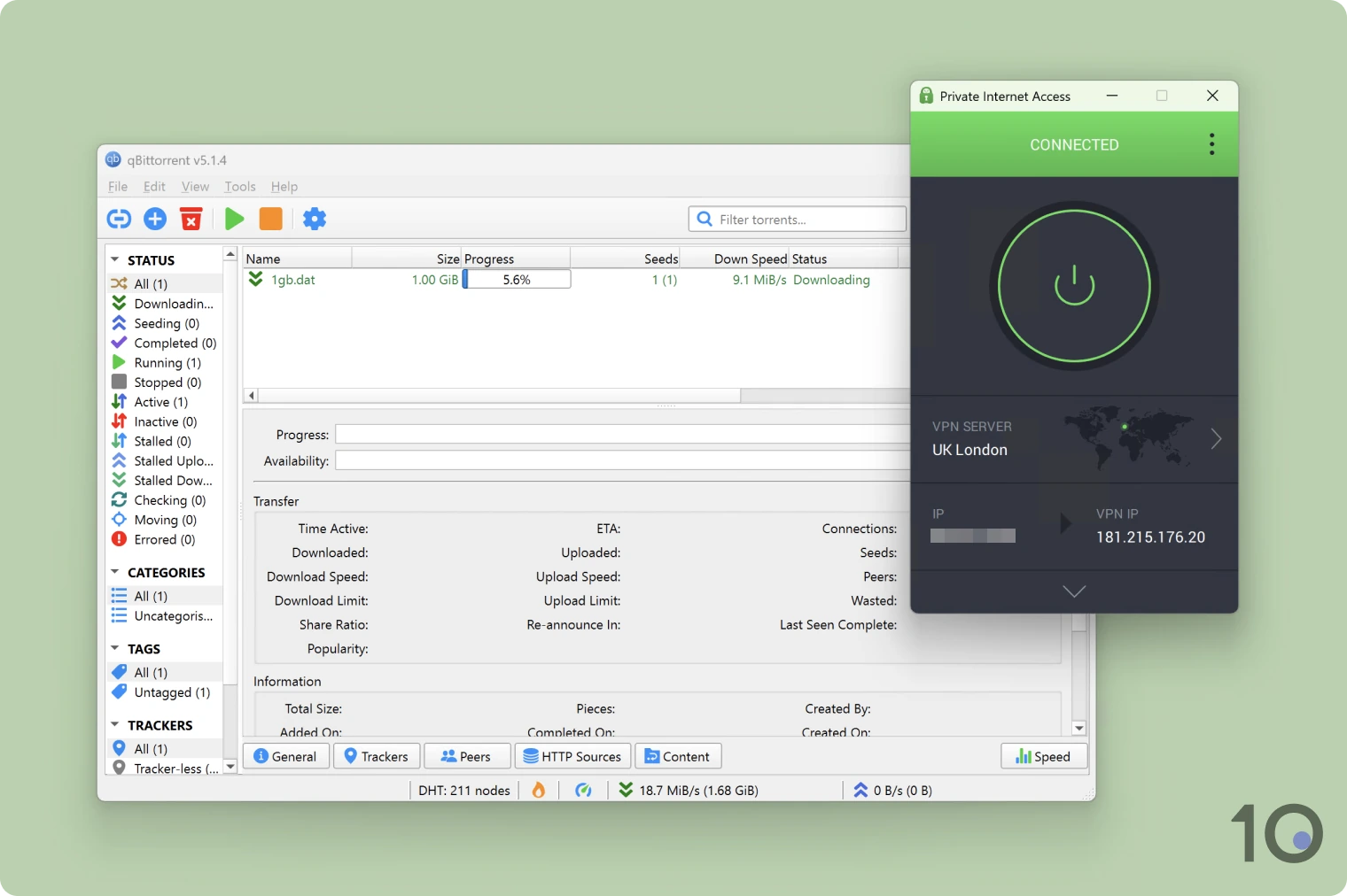 Scaricando file torrent con Private Internet Access