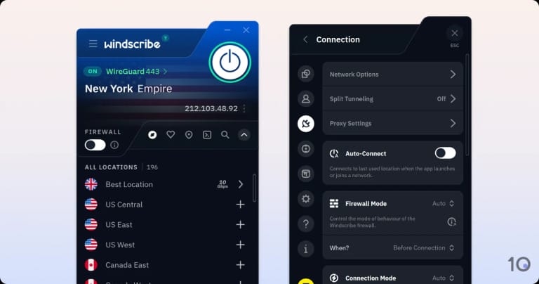 Windscribe's Windows app.