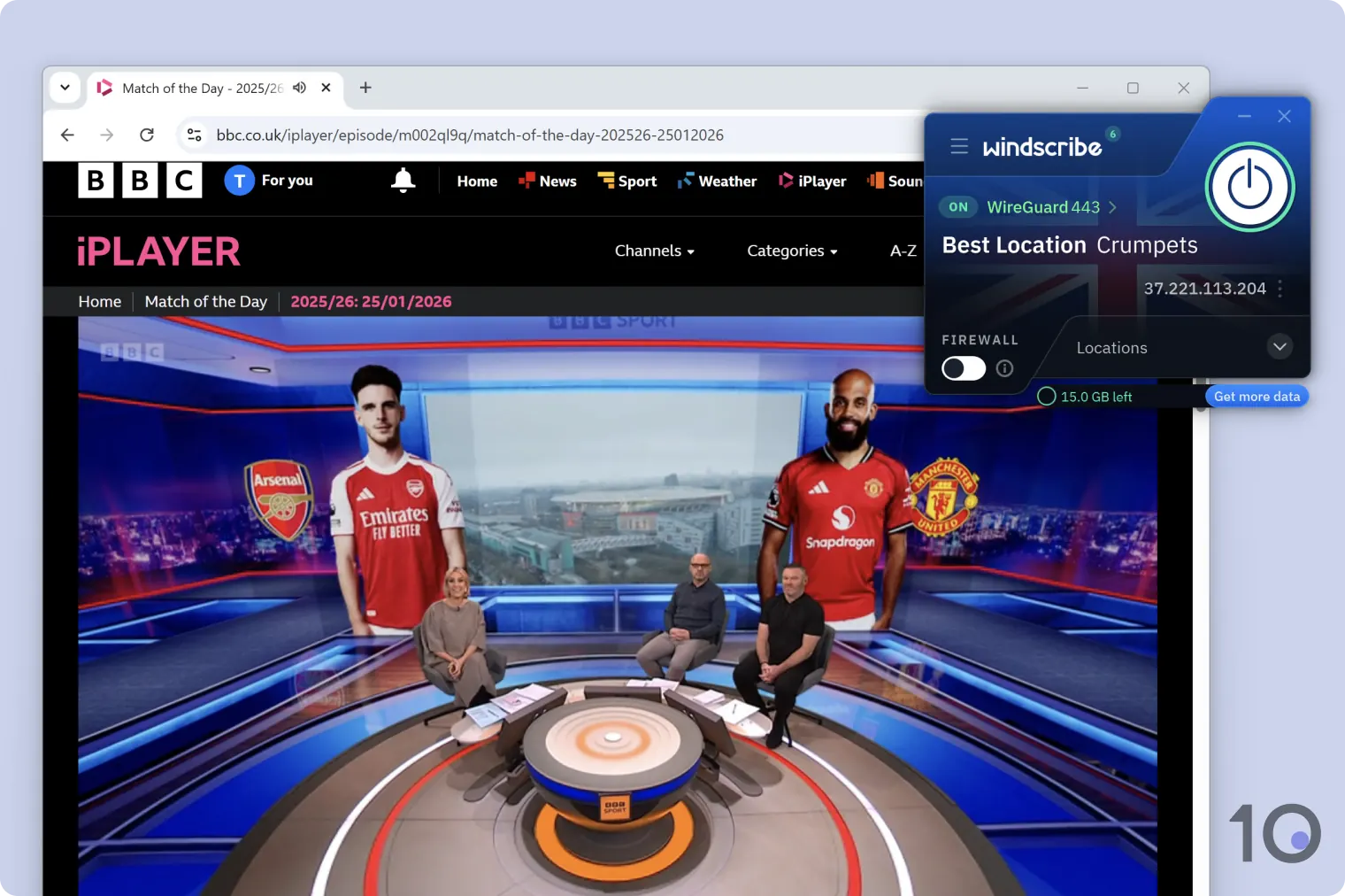 Streaming BBC iPlayer with Windscribe