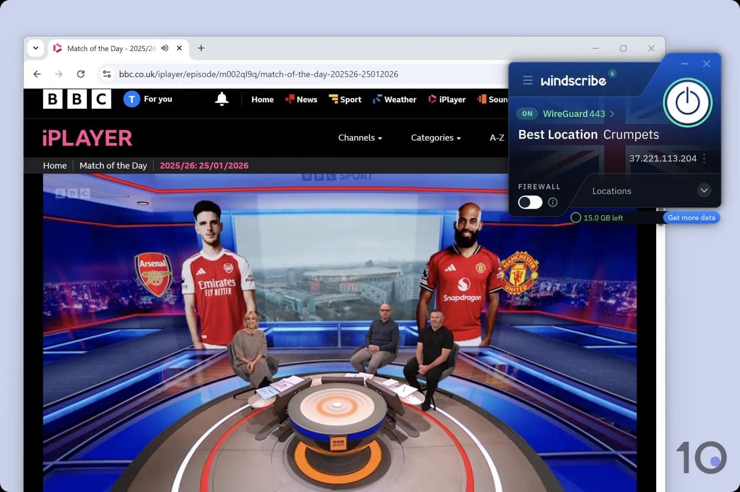 Streaming von BBC iPlayer mit Windscribe
