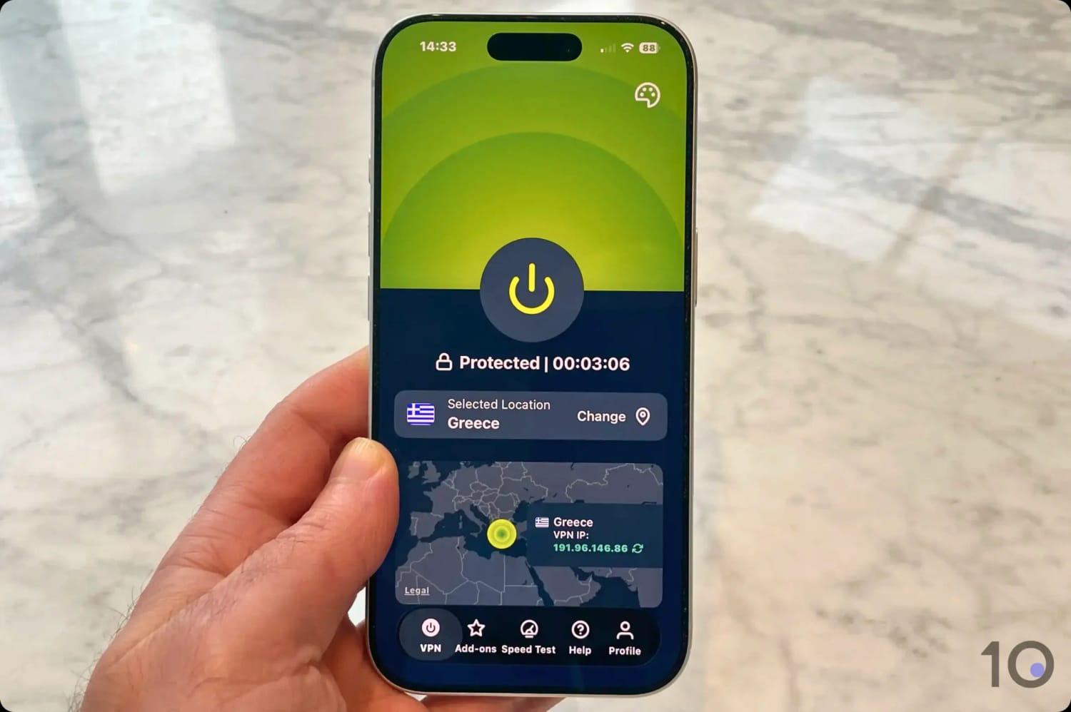 Connecting from Turkey to a Nearby ExpressVPN Server in Greece